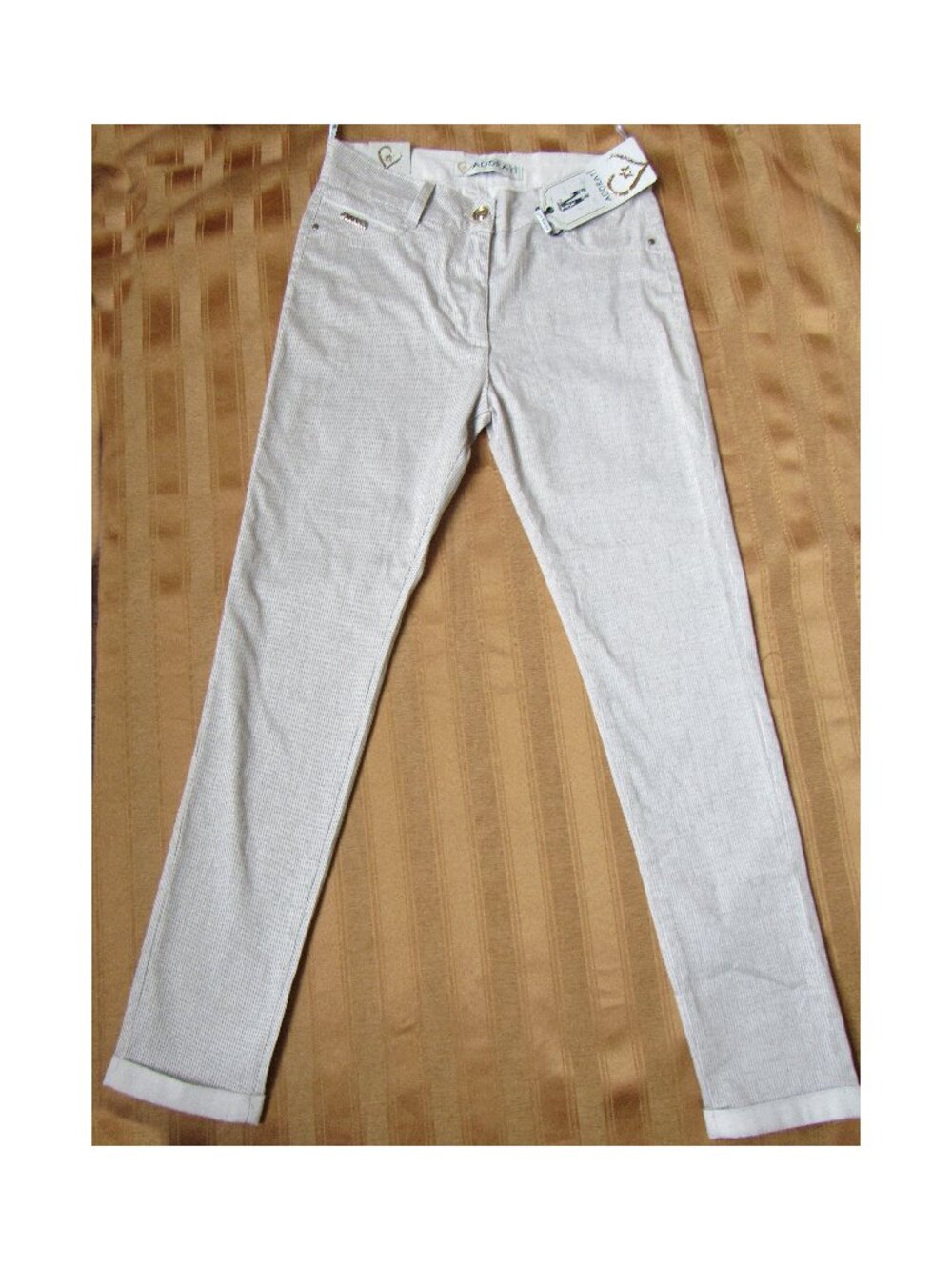 Adorati Women Pants, sz. 40EU(M), cotton blend, stripes, Light grey